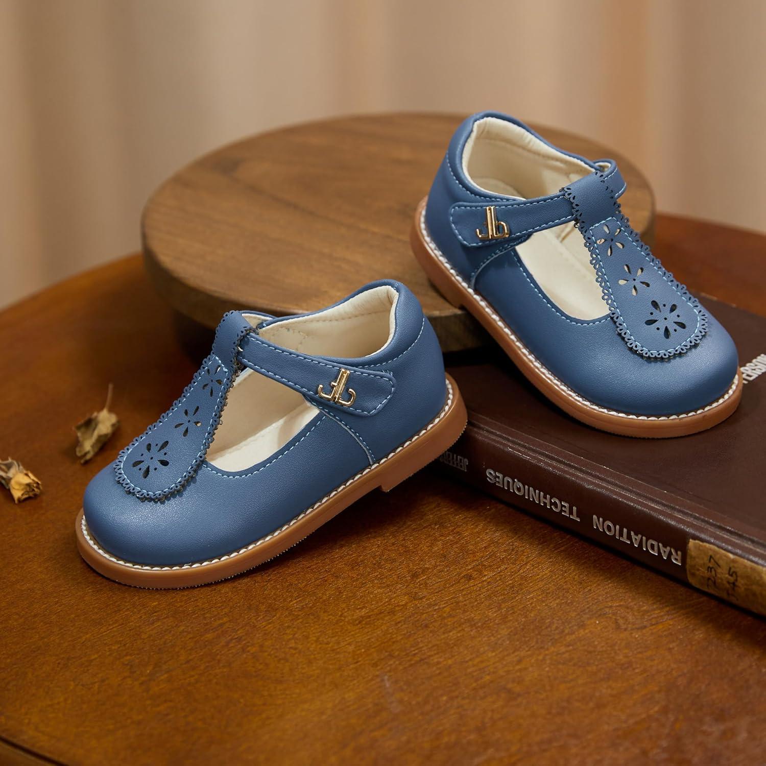 image:imageTHEE BRON Girls TStrap Mary Jane Oxfords Vintage Cutout Dress Shoes School PartyAx502cornflower Blue