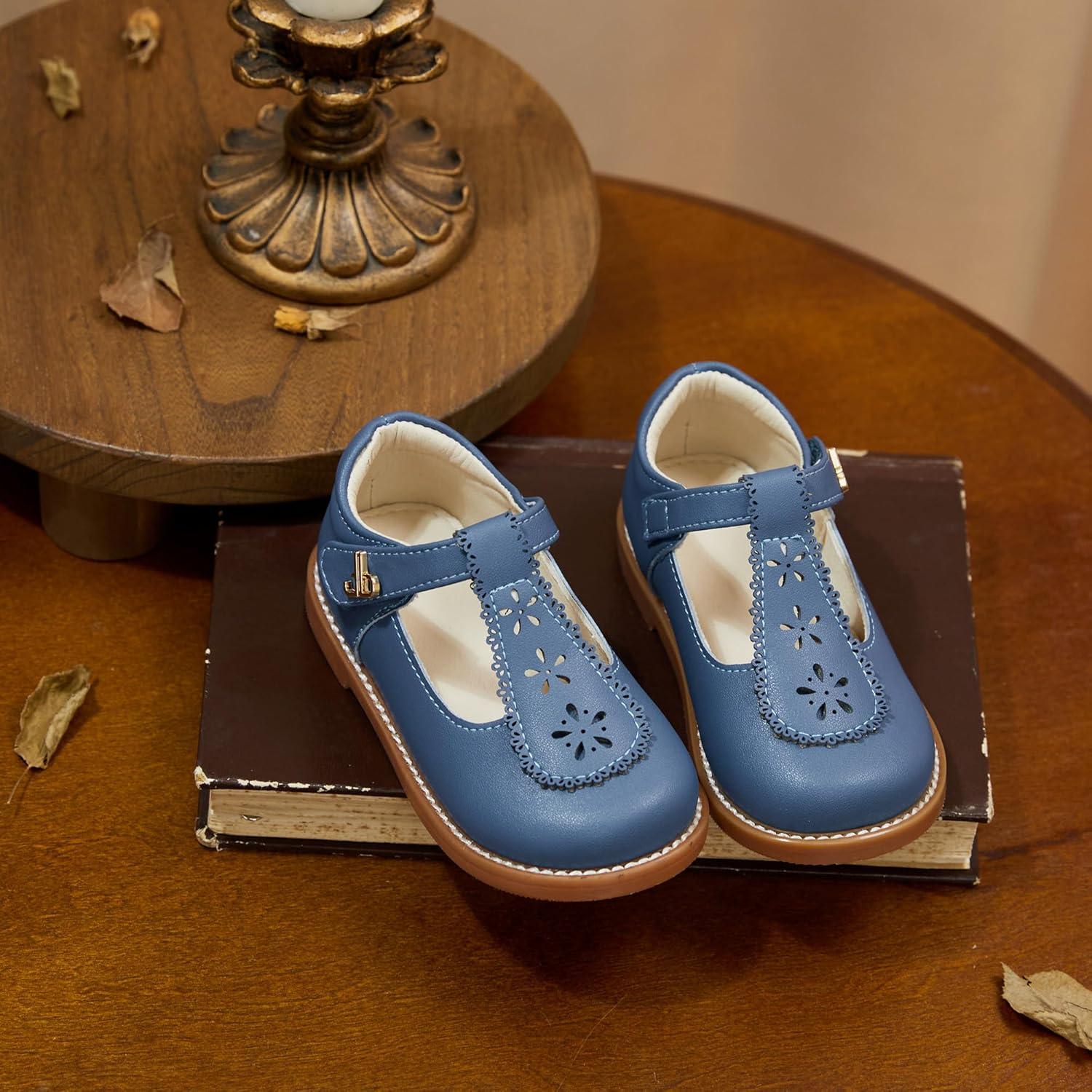 image:imageTHEE BRON Girls TStrap Mary Jane Oxfords Vintage Cutout Dress Shoes School PartyAx502cornflower Blue