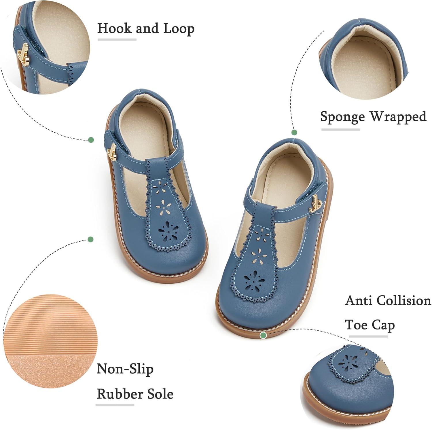 image:imageTHEE BRON Girls TStrap Mary Jane Oxfords Vintage Cutout Dress Shoes School PartyAx502cornflower Blue