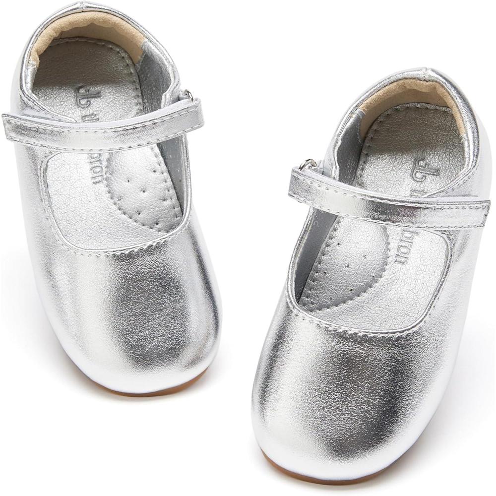 image:imageTHEE BRON Girls Glitter Mary Jane Flats Shimmery Princess Style Shoes for Toddler PartyAf434frosted Silver