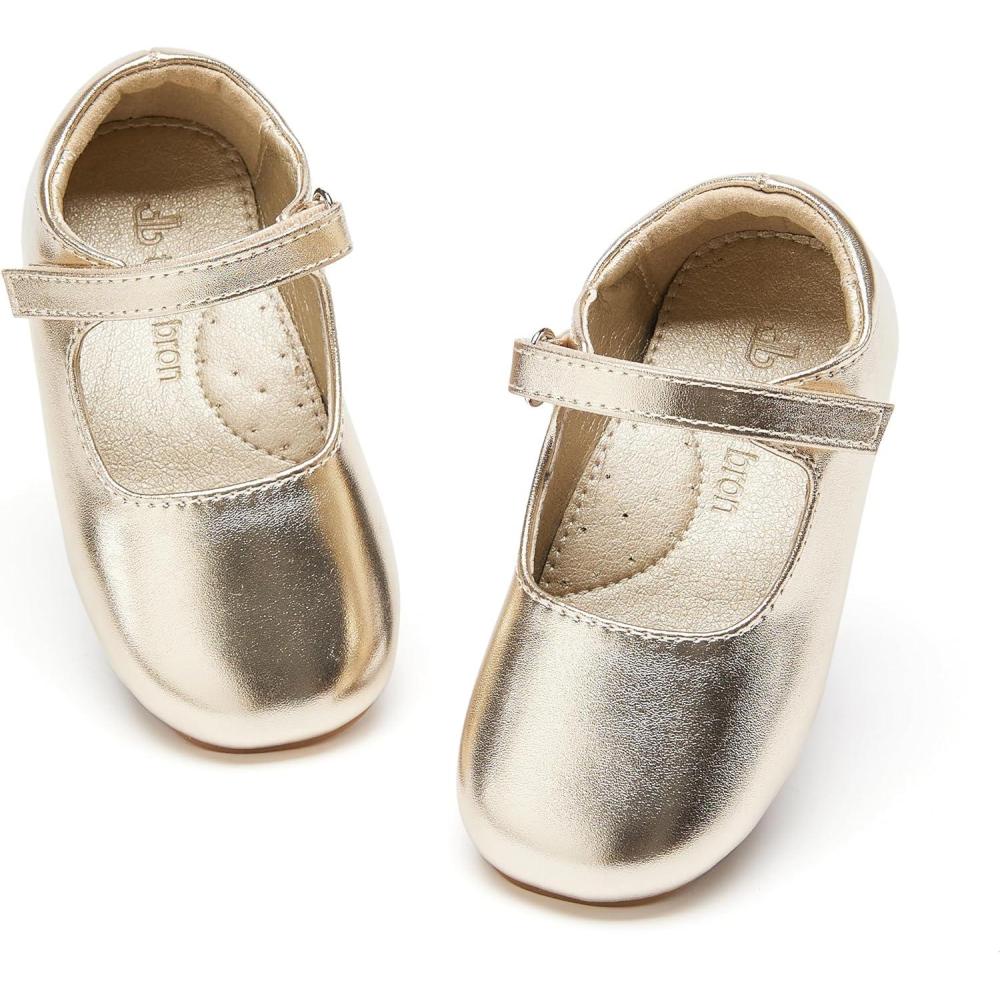image:imageTHEE BRON Girls Glitter Mary Jane Flats Shimmery Princess Style Shoes for Toddler PartyAf434moonlit Gold