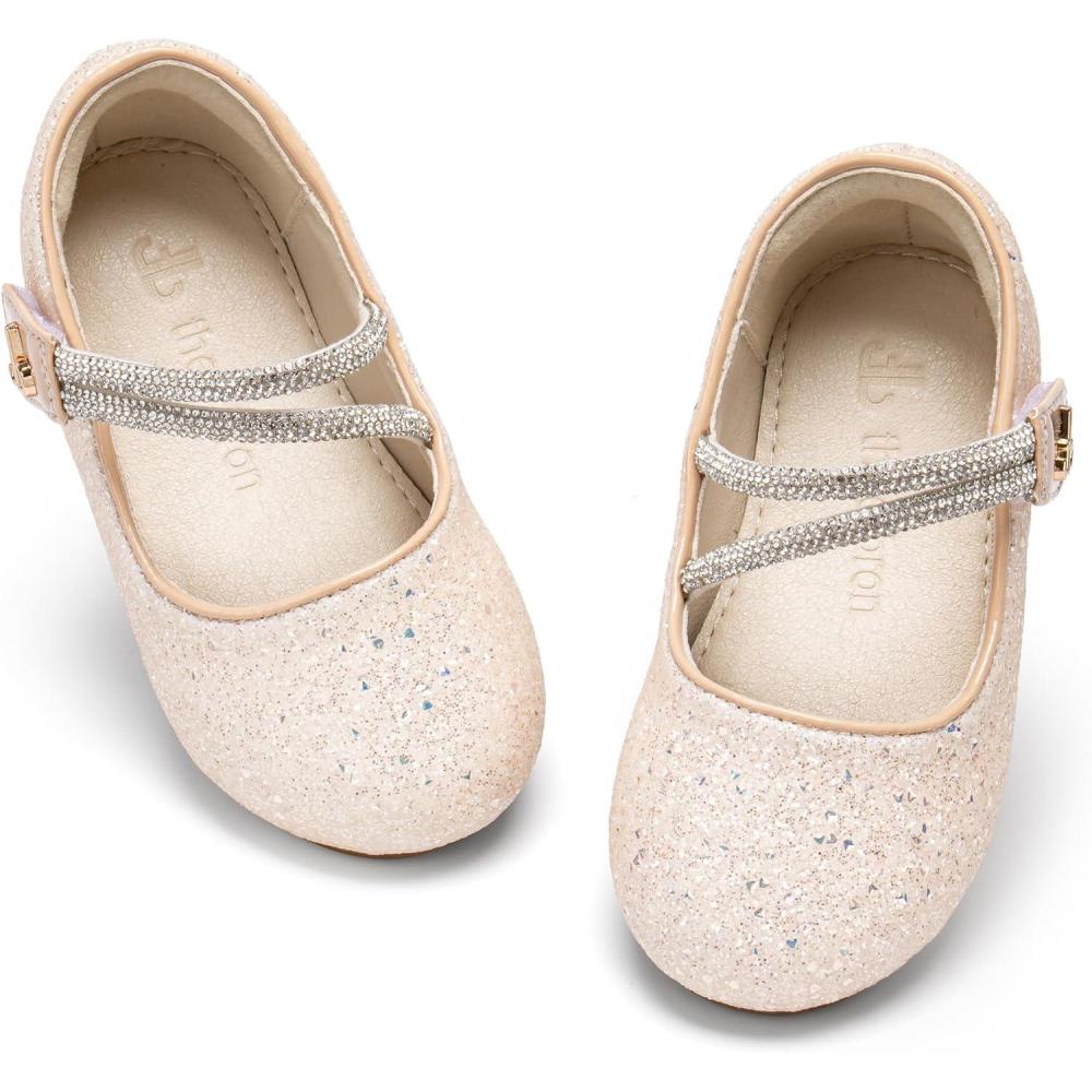 image:imageTHEE BRON Girls Glitter Mary Jane Flats Shimmery Princess Style Shoes for Toddler PartyAf564shimmering Champagne