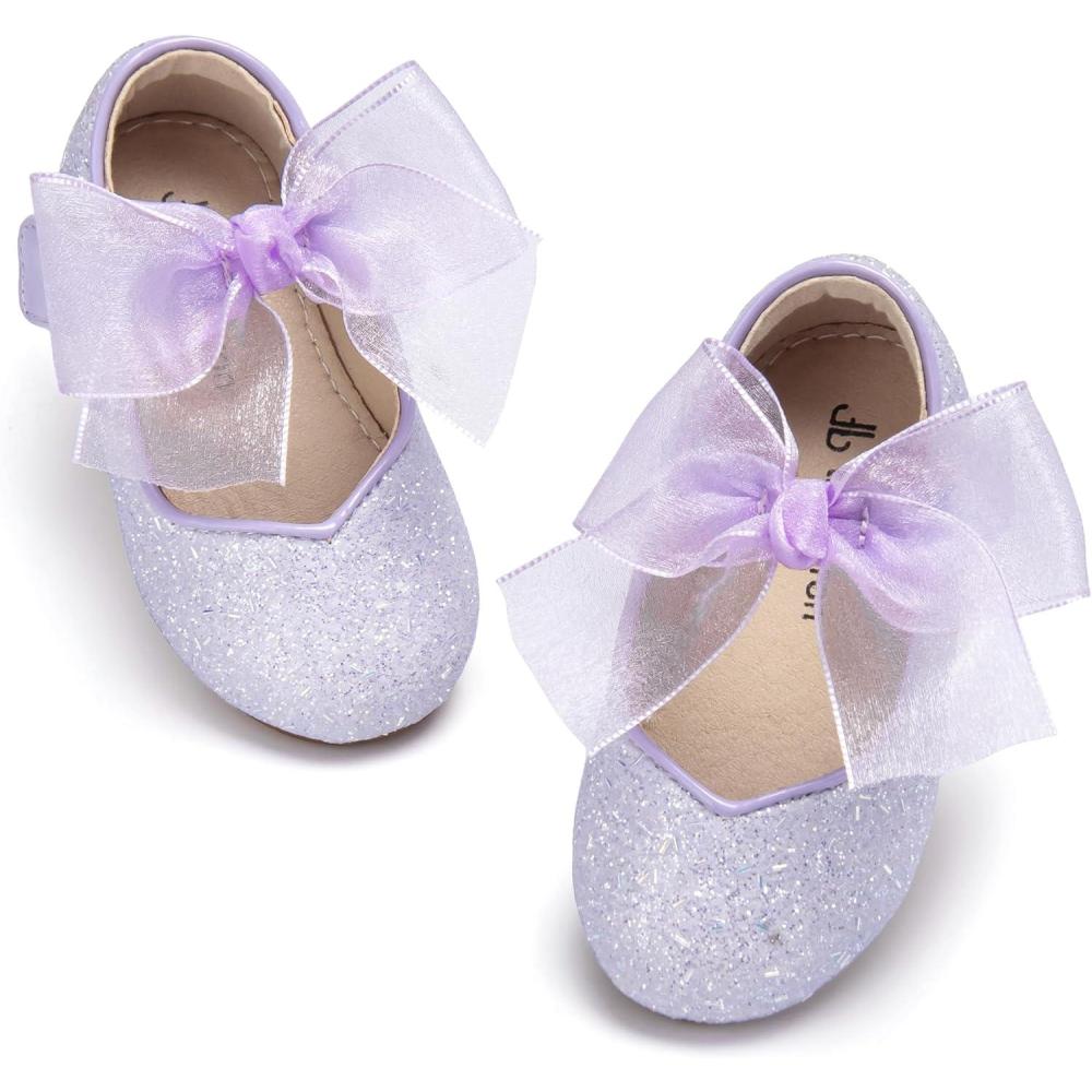 image:imageTHEE BRON Girls Glitter Mary Jane Flats Shimmery Princess Style Shoes for Toddler PartyAg264stardust Lilac Purple