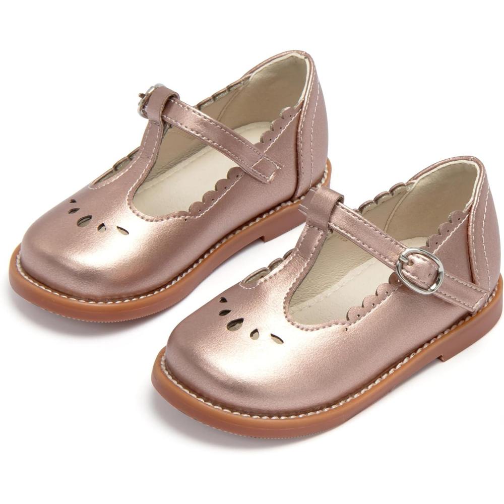 image:imageTHEE BRON Girls TStrap Mary Jane Oxfords Vintage Cutout Dress Shoes School PartyAx410radiant Rose