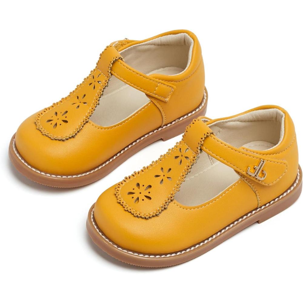 image:imageTHEE BRON Girls TStrap Mary Jane Oxfords Vintage Cutout Dress Shoes School PartyAx502butterlight Yellow