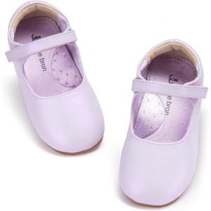 THEE BRON Girls Glitter Mary Jane Flats Shimmery Princess Style Shoes for Toddler Party(Af434-lilac Purple)