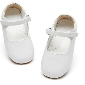 THEE BRON Girls Glitter Mary Jane Flats Shimmery Princess Style Shoes for Toddler Party(Af434-mirror White)
