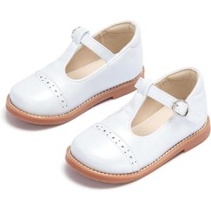 THEE BRON Girls T-Strap Mary Jane Oxfords Vintage Cutout Dress Shoes School Party(Ax408-mirror White)