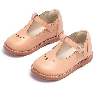 THEE BRON Girls T-Strap Mary Jane Oxfords Vintage Cutout Dress Shoes School Party(Ax410-blush Nude)