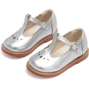 THEE BRON Girls T-Strap Mary Jane Oxfords Vintage Cutout Dress Shoes School Party(Ax410-moonlit Silver)