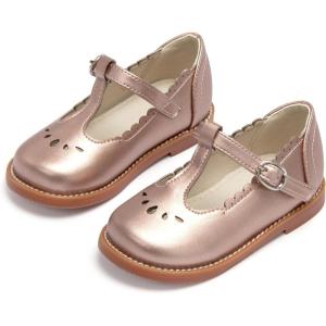 THEE BRON Girls T-Strap Mary Jane Oxfords Vintage Cutout Dress Shoes School Party(Ax410-radiant Rose)