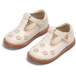 THEE BRON Girls T-Strap Mary Jane Oxfords Vintage Cutout Dress Shoes School Party(Ax504-cream Apricot)