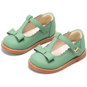 THEE BRON Girls T-Strap Mary Jane Oxfords Vintage Cutout Dress Shoes School Party(Ax512-olive Green)